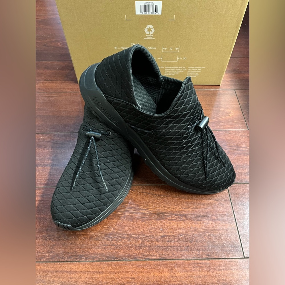 Mens 10.5 Columbia Wildone Moc Slip On Sneakers Black Shoe Loafer Water Moccasin
